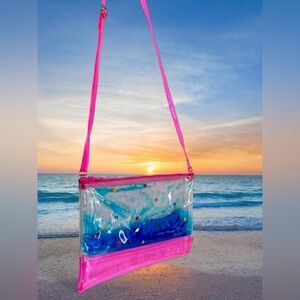 Transparent Pink and Blue Crossbody Bag